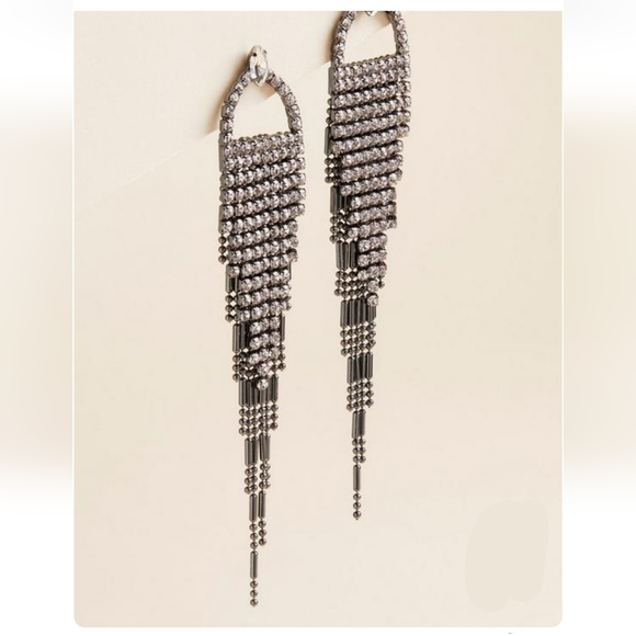 Rhinestone Fringe Earrings - Picture 2 of 4